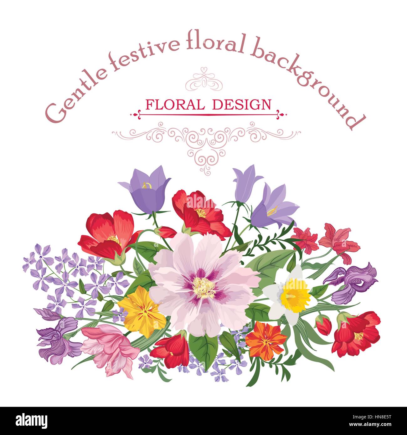 Floral Frame Avec Fleurs Dété Bouquet Floral Avec Rose