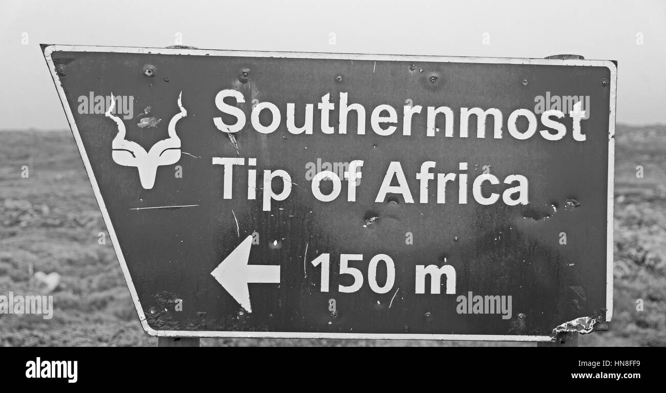 En Afrique du sud du cap des panneaux routiers les plus agulahs point d'Afrique du Sud Banque D'Images
