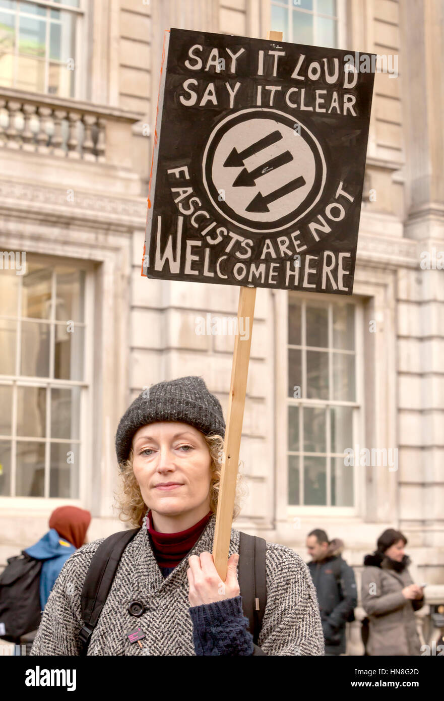 Arrêter l'emporter sur Mars. Une marche de protestation a eu lieu à Londres pour appeler à l'instigation d'Atout interdiction de sept pays musulmans à lever. Banque D'Images