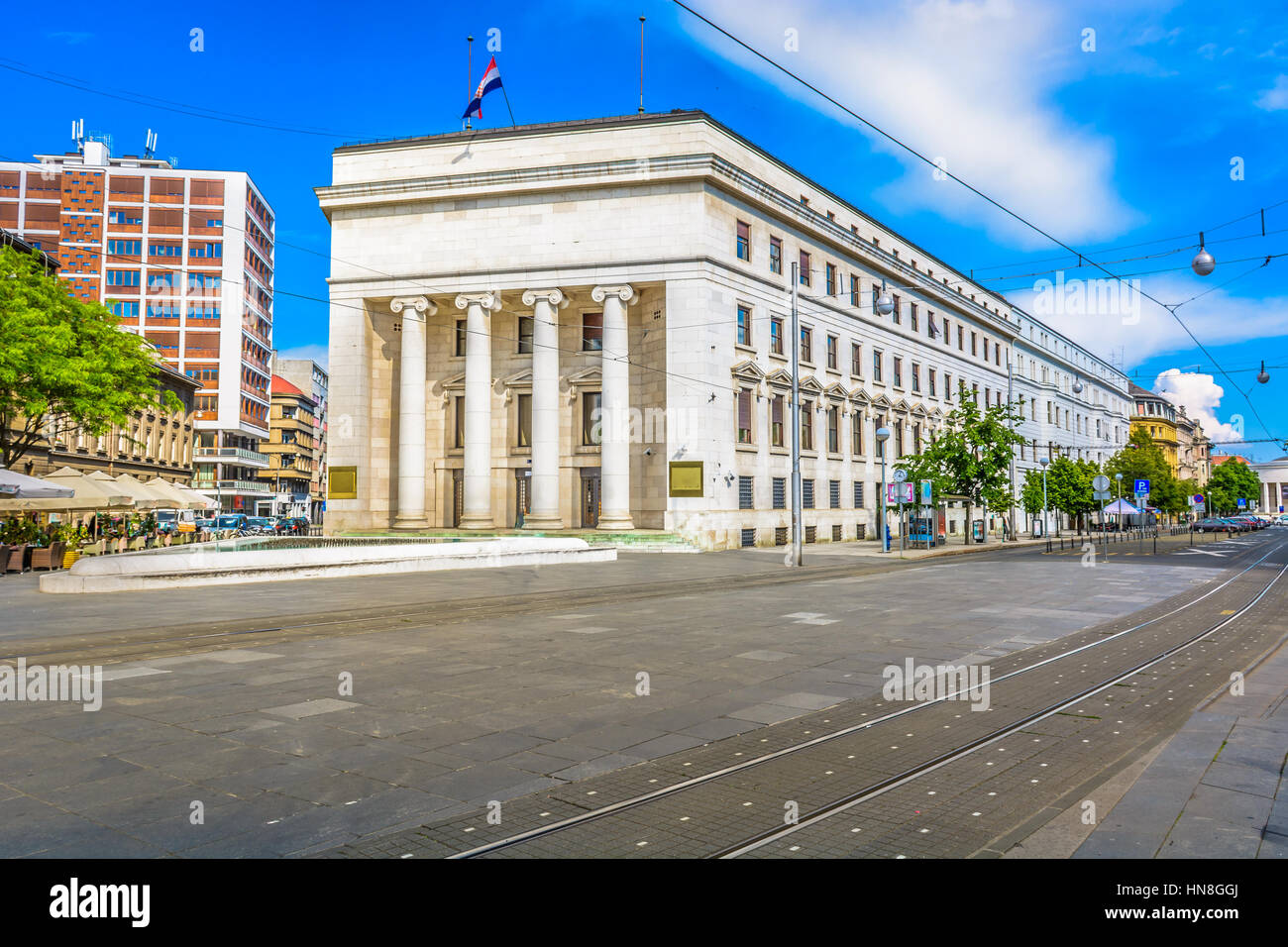 Dans l'architecture de la ville de Zagreb, vue panoramique. Banque D'Images