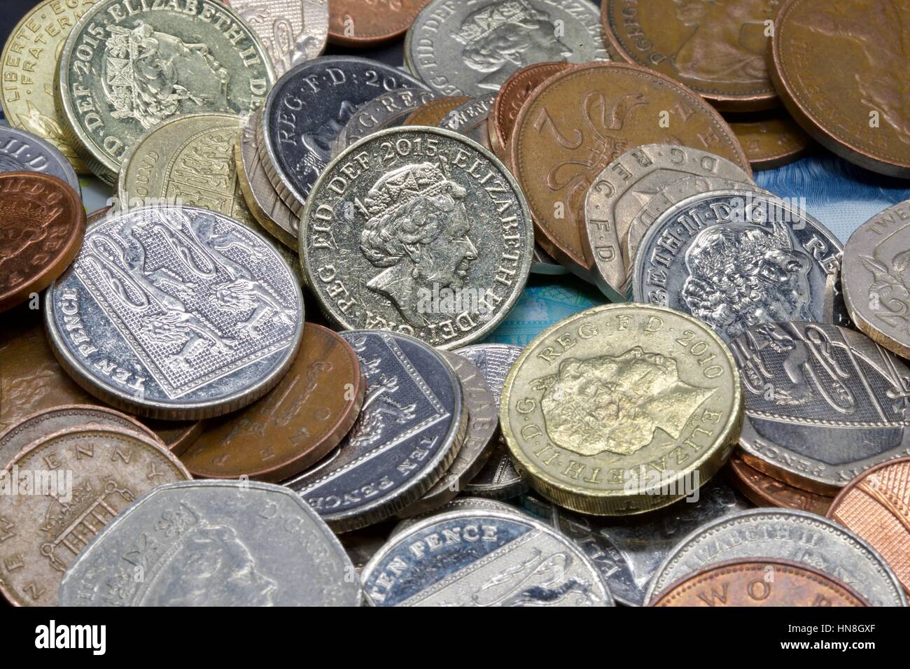Pièces de monnaie britanniques Banque D'Images
