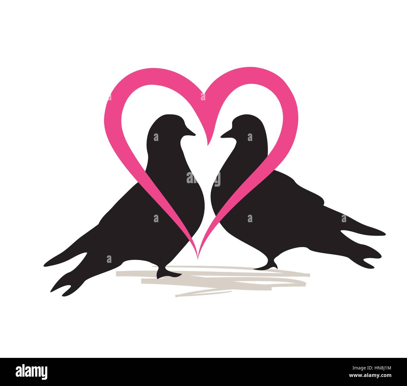 Colombes Dans L Amour Icone De Mariage Mariage Lettre D Amour Image Vectorielle Stock Alamy