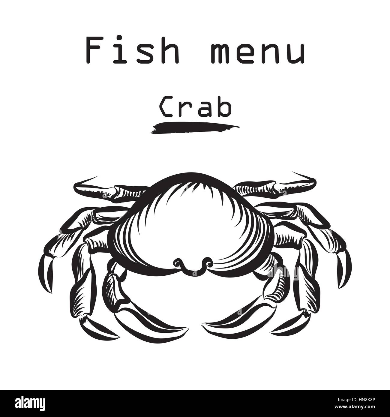 L'icône du crabe. Fruits de mer Poissons label. menu restaurant couvrir l'arrière-plan. Illustration de Vecteur