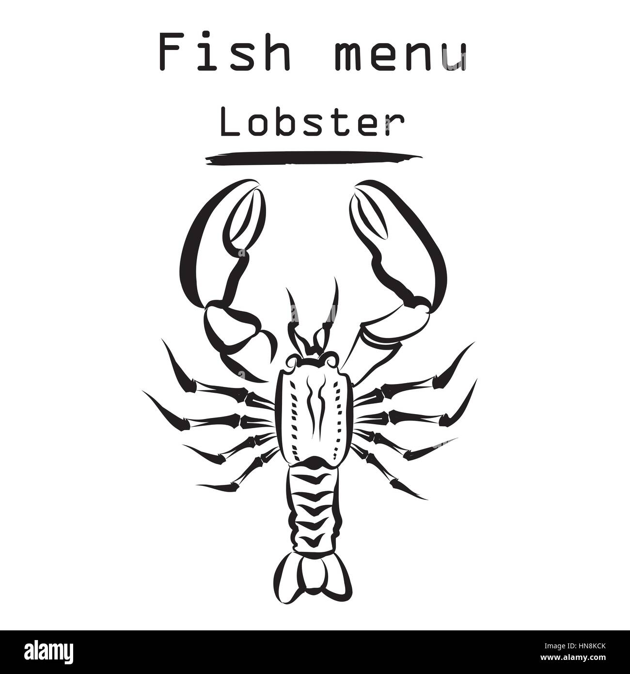 L'icône du homard. Fruits de mer Poissons label. menu restaurant couvrir l'arrière-plan. Illustration de Vecteur