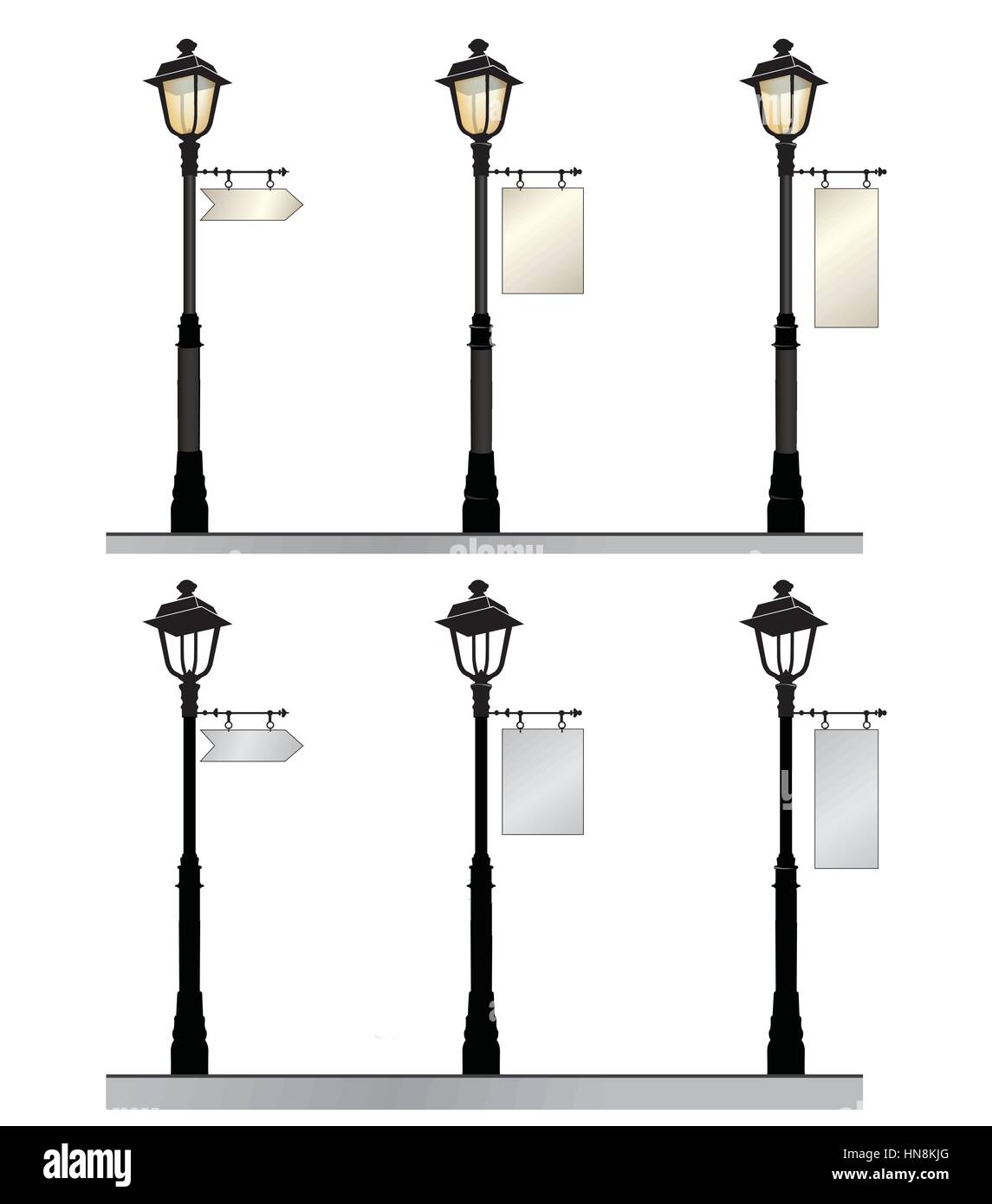 Lampe de rue. retro éclairage de rue avec un signe pour la publicité. Illustration de Vecteur