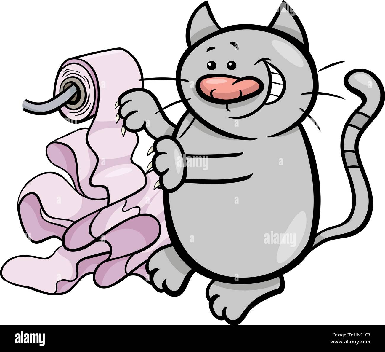 drôle de chat jouer avec papier de toilette dessin animé Illustration de Vecteur