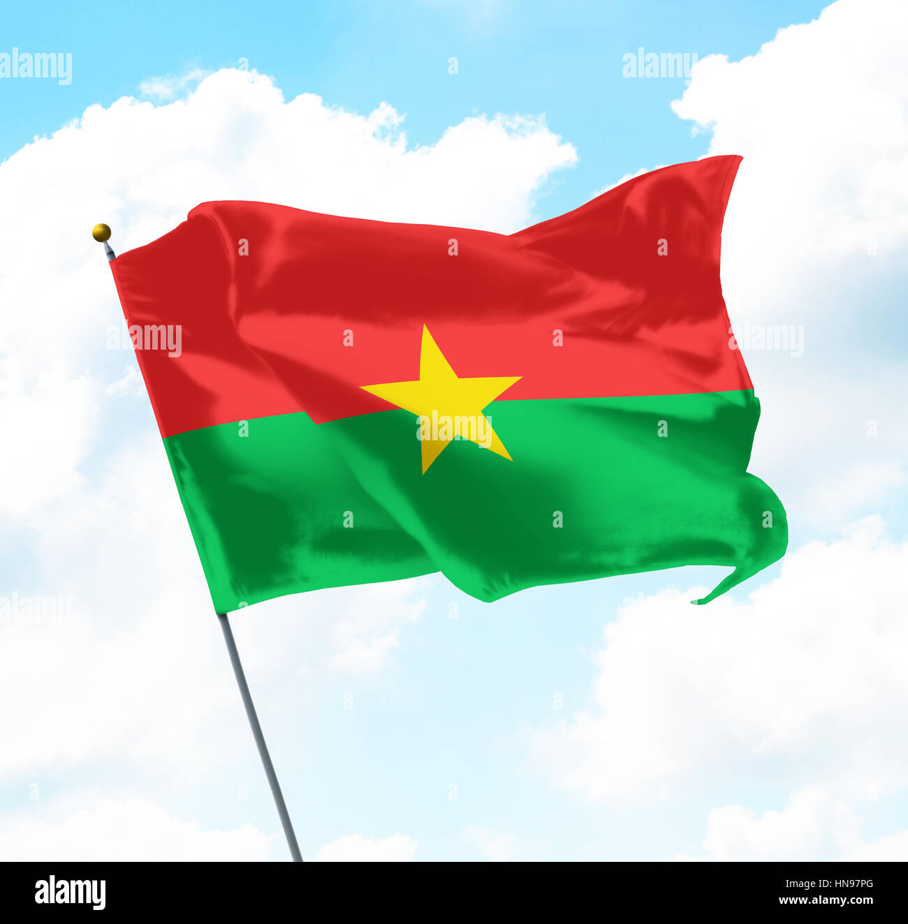 Pavillon de l'Burkina Faso soulevées dans le ciel Banque D'Images