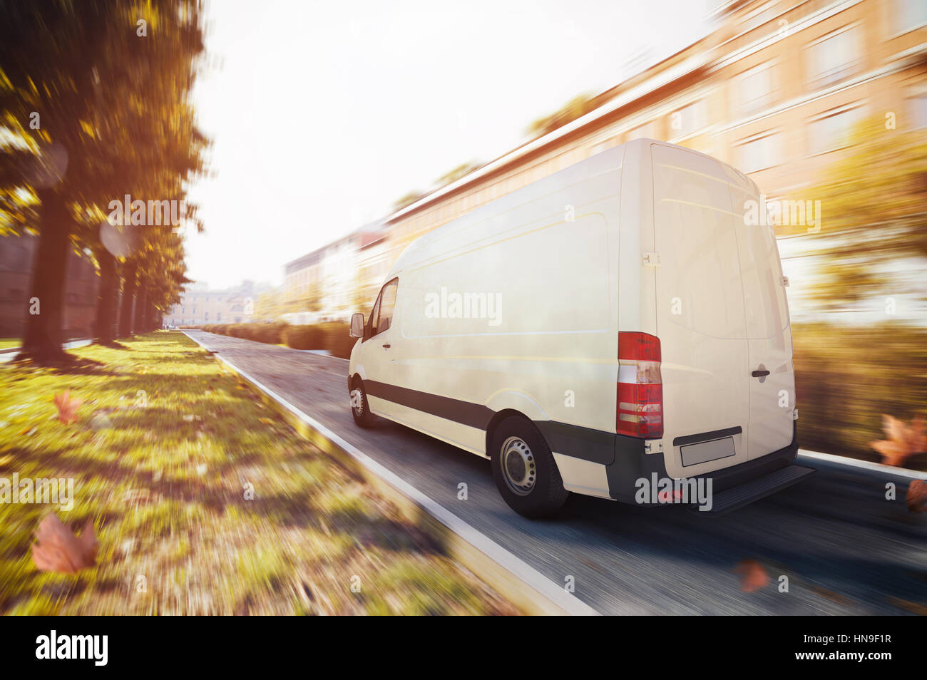 Camion de livraison dans la ville . Le Rendu 3D Banque D'Images
