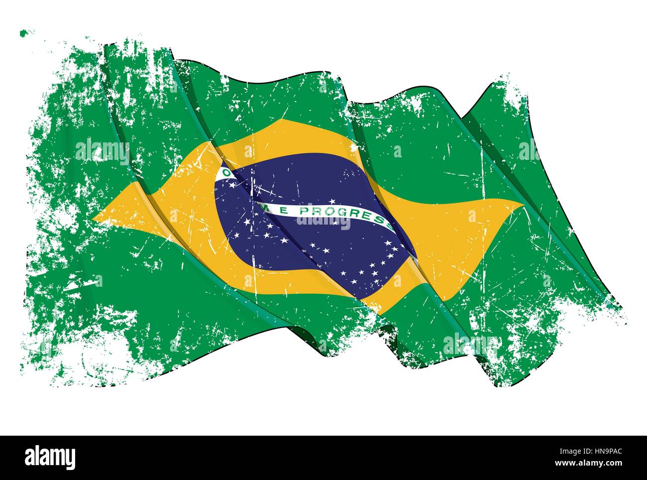 Vector Illustration d'une forme drapeau brésilien. Tous les éléments en ordre. La texture, des lignes, des ombres et du drapeau Couleurs sur des calques séparés pour faciliter l'editi Illustration de Vecteur