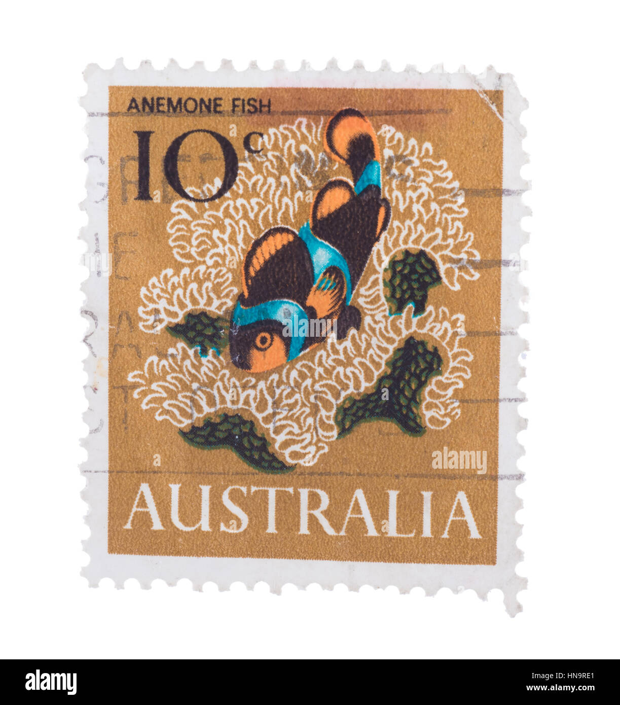 Australie - VERS 1966 : un timbre imprimé en montre Banque D'Images
