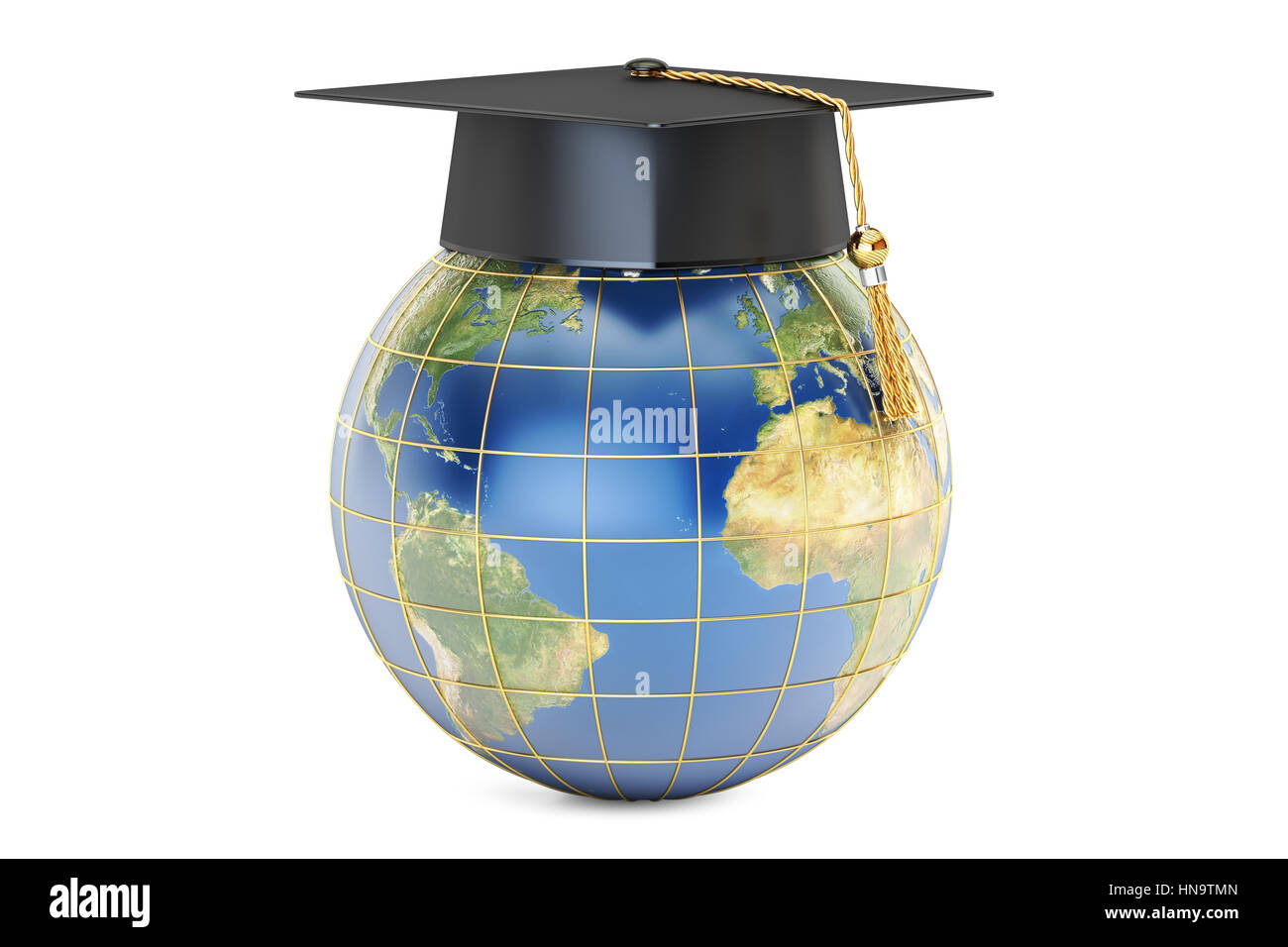 Concept de l'éducation mondiale, rendu 3D isolé sur fond blanc Banque D'Images