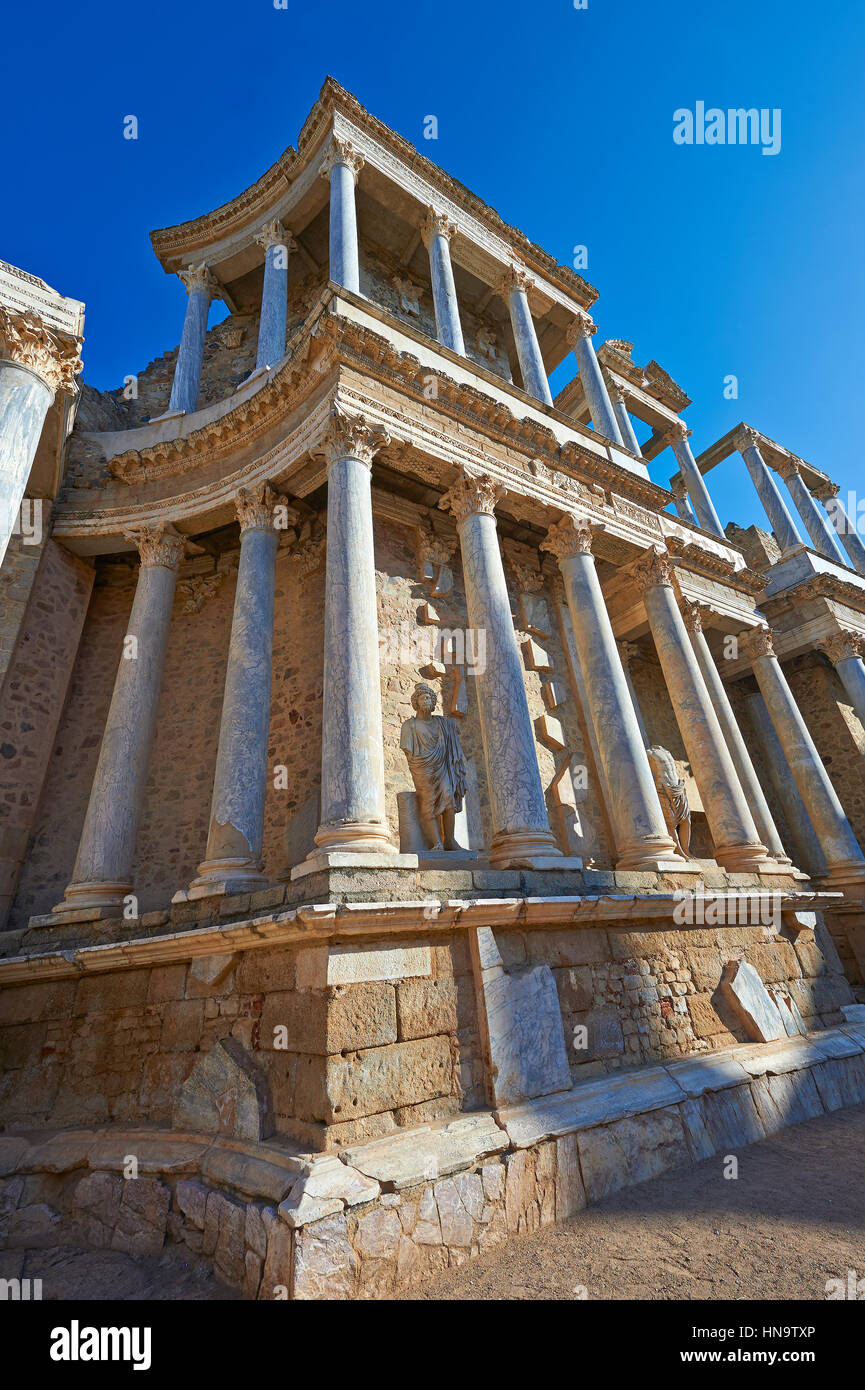 Théâtre romain de la colonie romaine de Emerita Augusta, Merida, Estrémadure, Espagne Banque D'Images