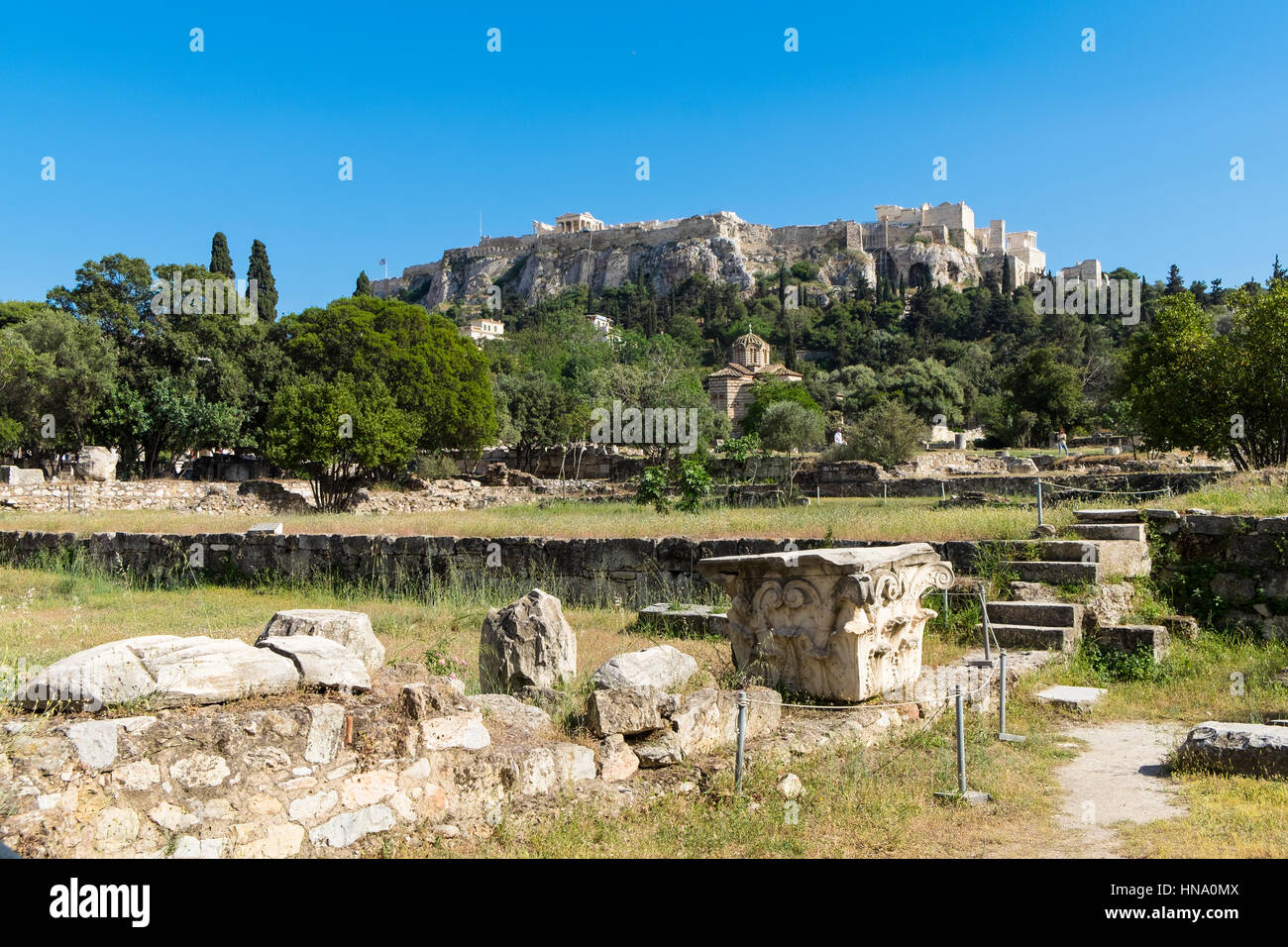 Agora antique, Athènes, derrière l'Acropole, Athènes, Grèce Banque D'Images