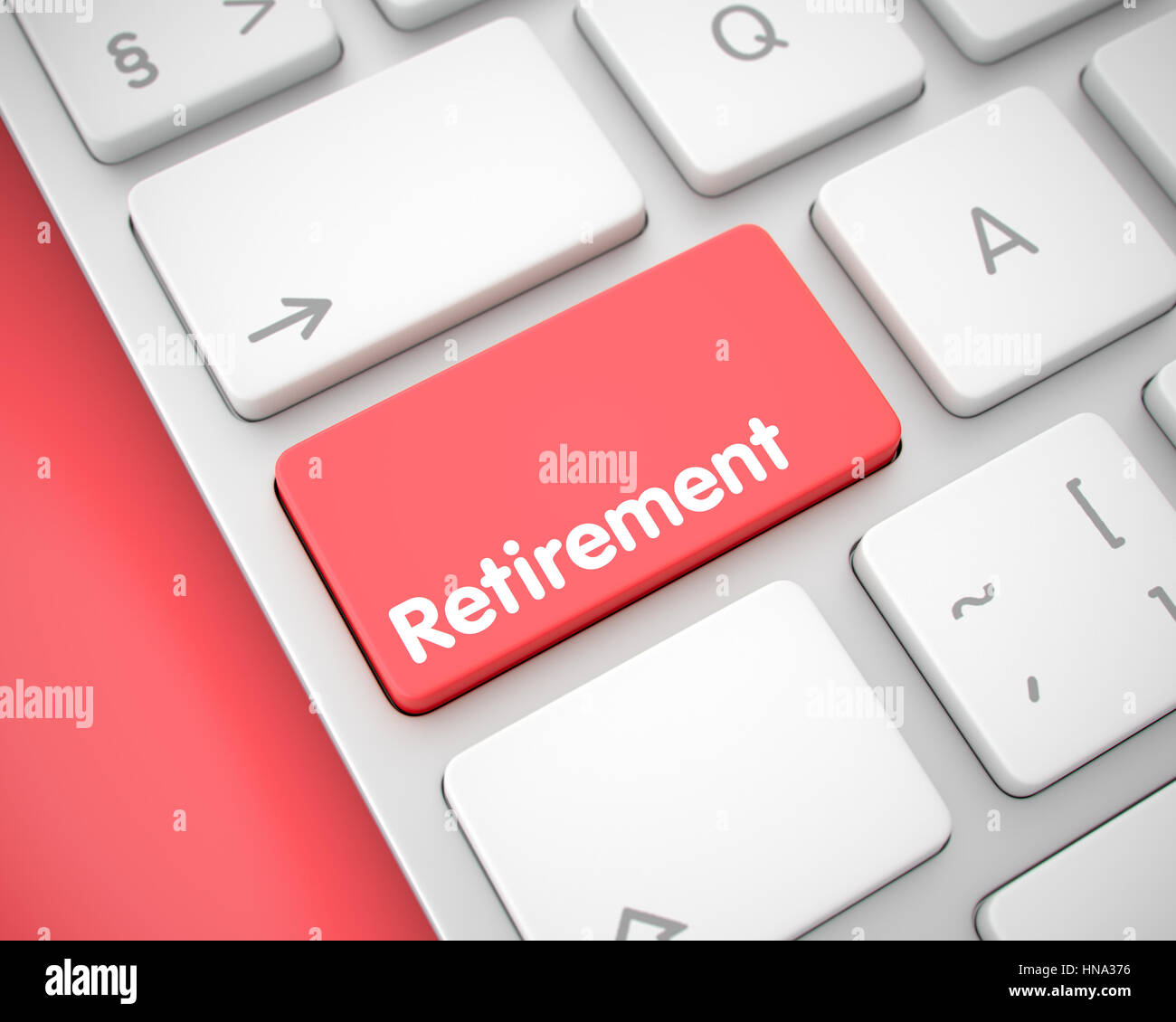 La retraite - Inscription sur la touche du clavier. 3D. Banque D'Images