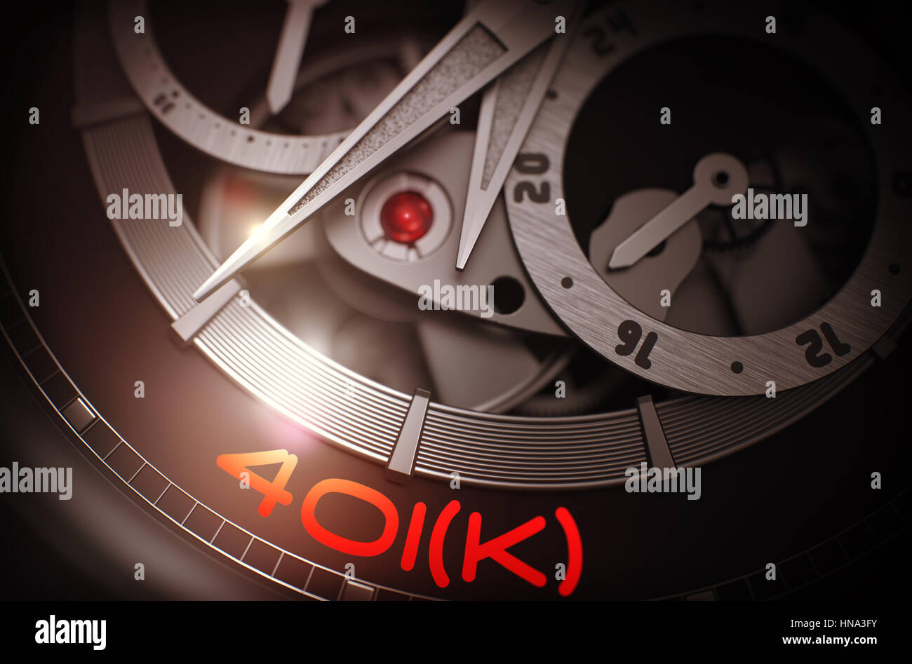 Sur 401k hommes mécanisme automatique montre de poche. 3D. Banque D'Images