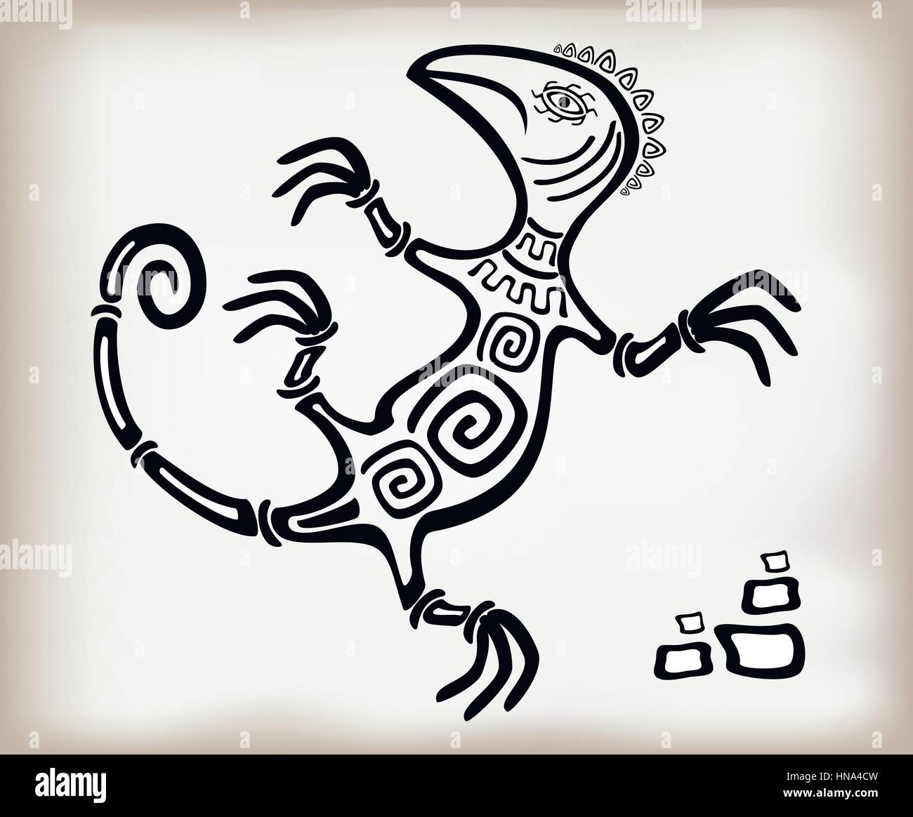 Décoration ornement amusant lézard dans un vieux style ethnique. EPS10 vector illustration Illustration de Vecteur