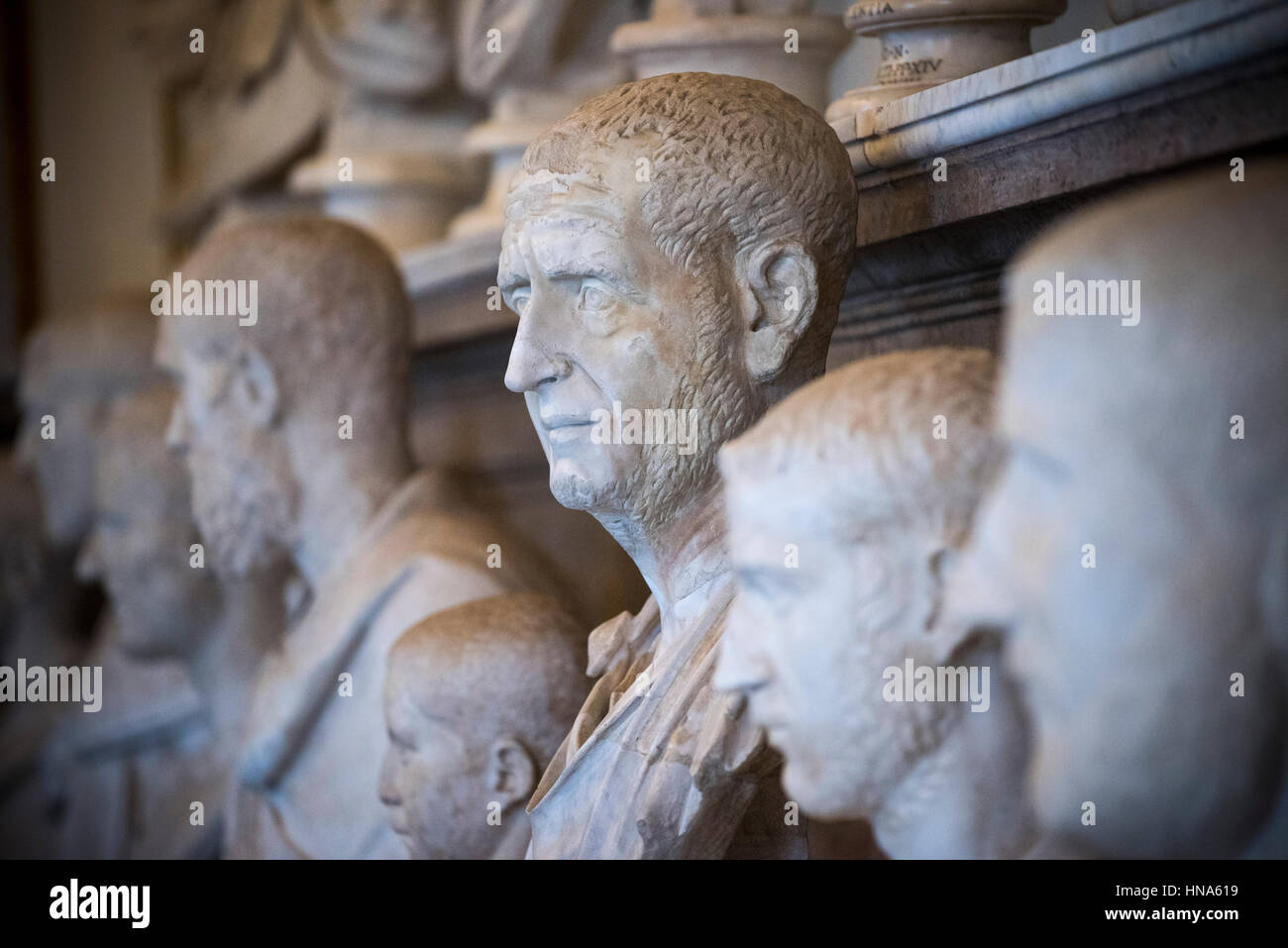 Rome. L'Italie. Buste de l'empereur romain Trajan Dèce (ca. 201-251), les musées du Capitole. Musei Capitolini. Banque D'Images