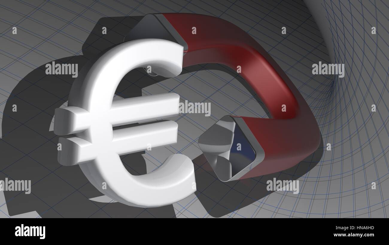 Attire l'aimant est symbole de l'euro Banque D'Images