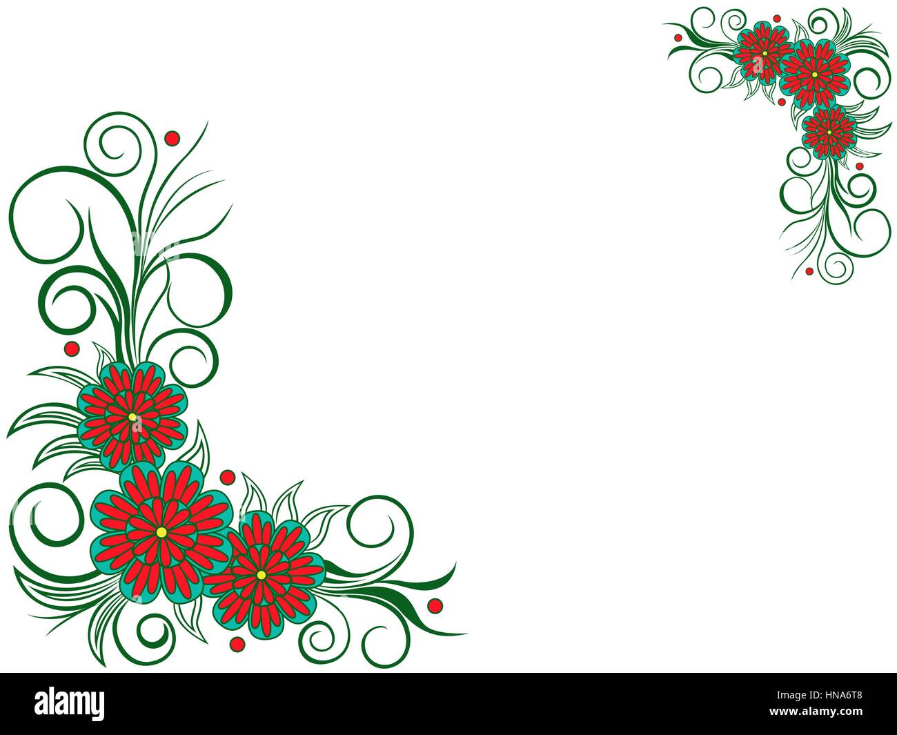 Carte postale avec coin de feuille floral design, dessin à la main vector illustration Illustration de Vecteur