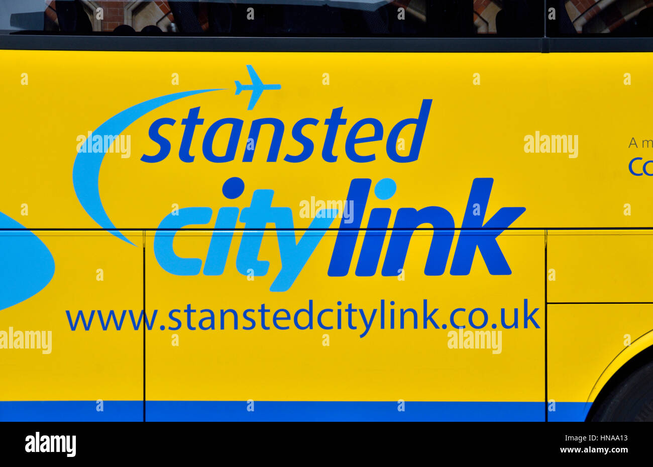 Stansted Citylink coach close-up, Londres, Royaume-Uni. Banque D'Images