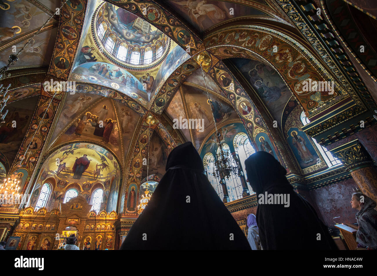 Intérieur de l'Église orthodoxe russe, St Petersberg Banque D'Images