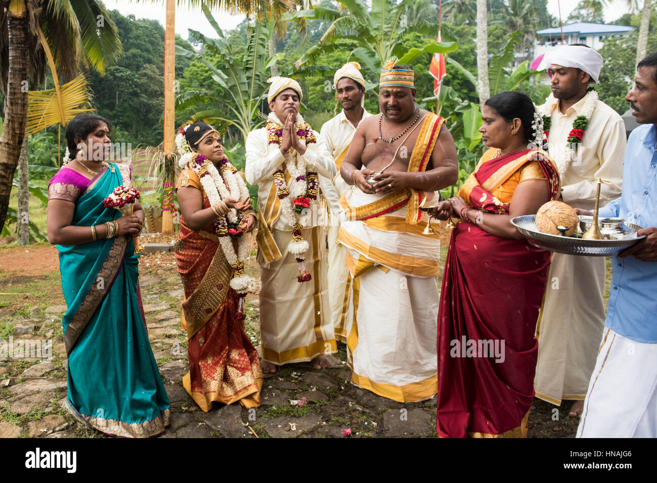 Cérémonie de mariage hindou, Deniyaya, Sri Lanka Banque D'Images