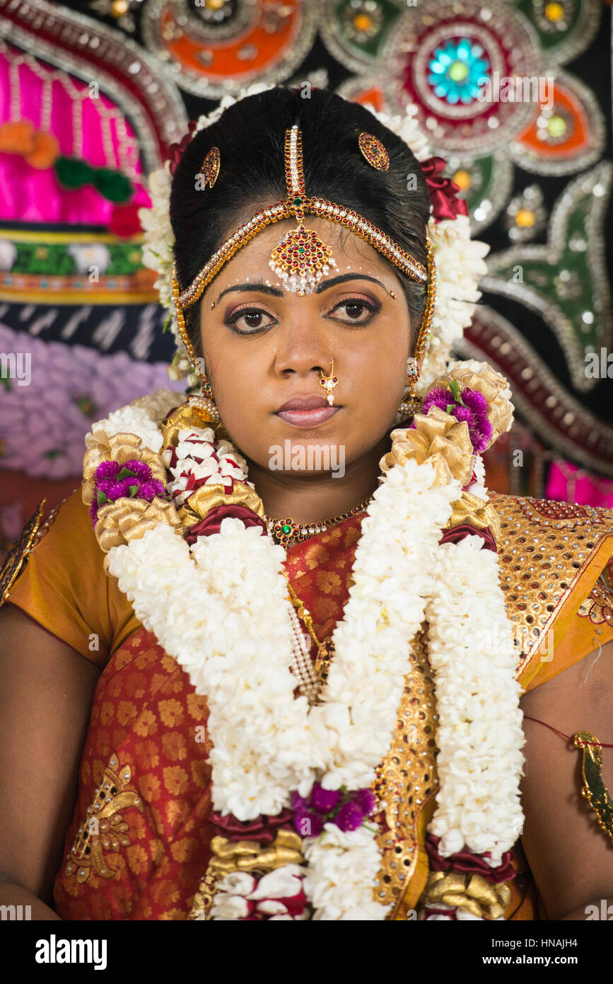Mariée, mariage hindou, Deniyaya, Sri Lanka Banque D'Images