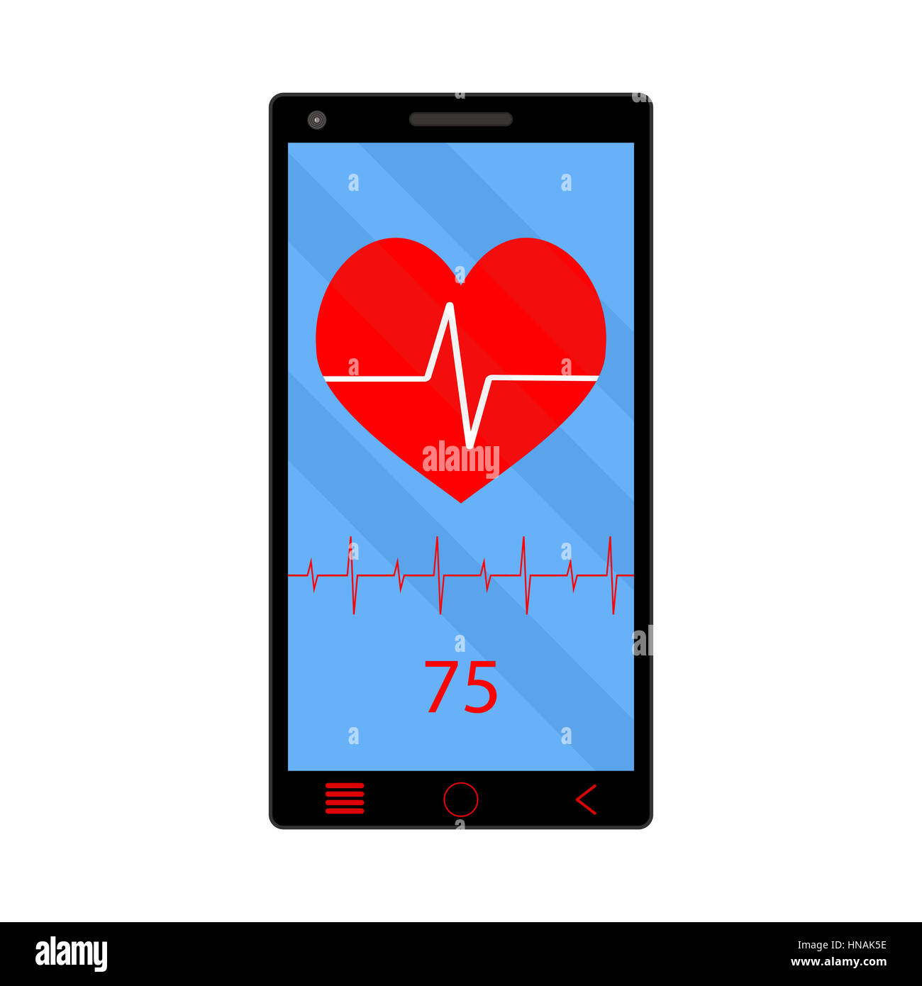 Moniteur de fréquence cardiaque sur l'application Téléphone. Smartphone technologie santé, gadget, vector illustration Banque D'Images