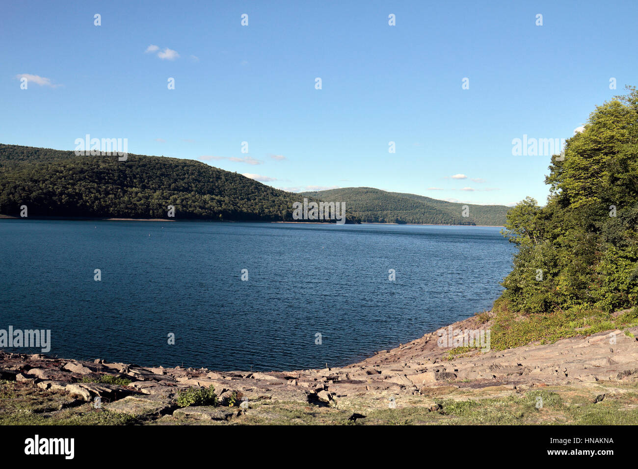 Le réservoir Pepacton (aussi appelé le réservoir ou l'Downsville Downsville Dam), comté de Delaware, New York, United States. Banque D'Images