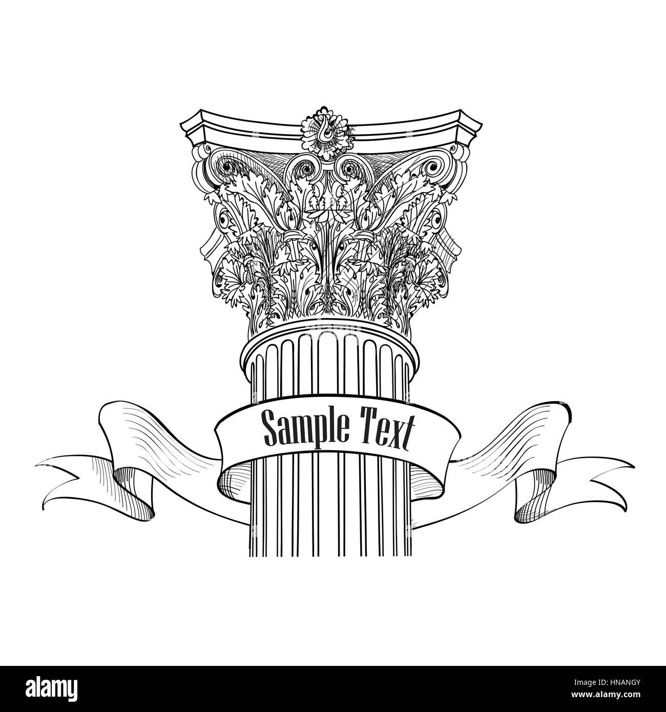 Colonne de style classique label. arhitectural. iosolated signe colonne romaine. arch esquisse Illustration de Vecteur