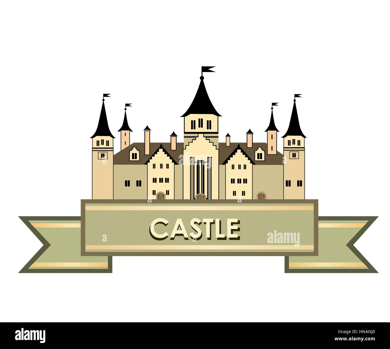 Vieux château label. retro logo Vector. Illustration de Vecteur