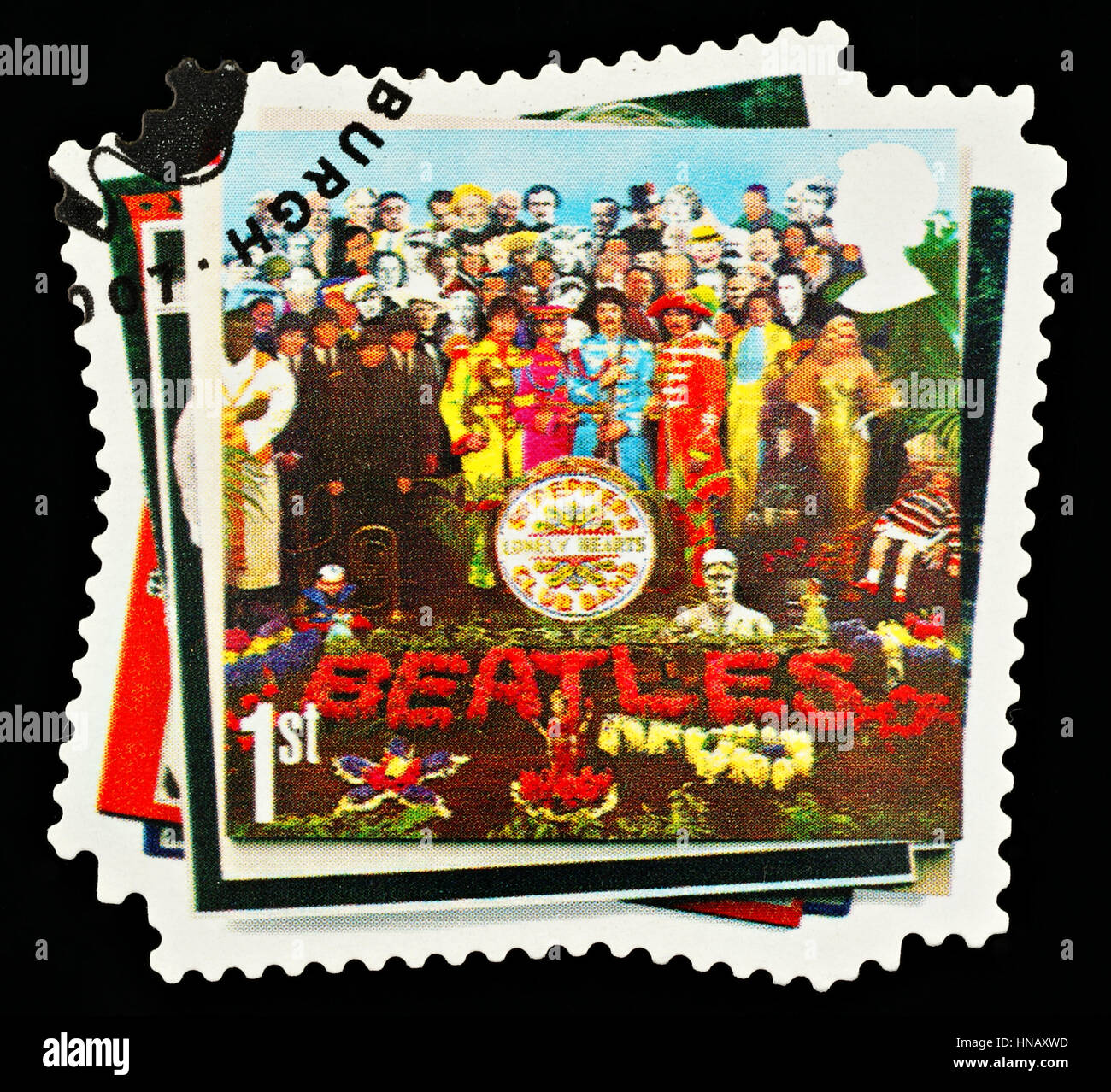 Royaume-uni - circa 2007 : un timbre-poste utilisé britannique montrant la couverture de l'album du groupe pop des Beatles Banque D'Images