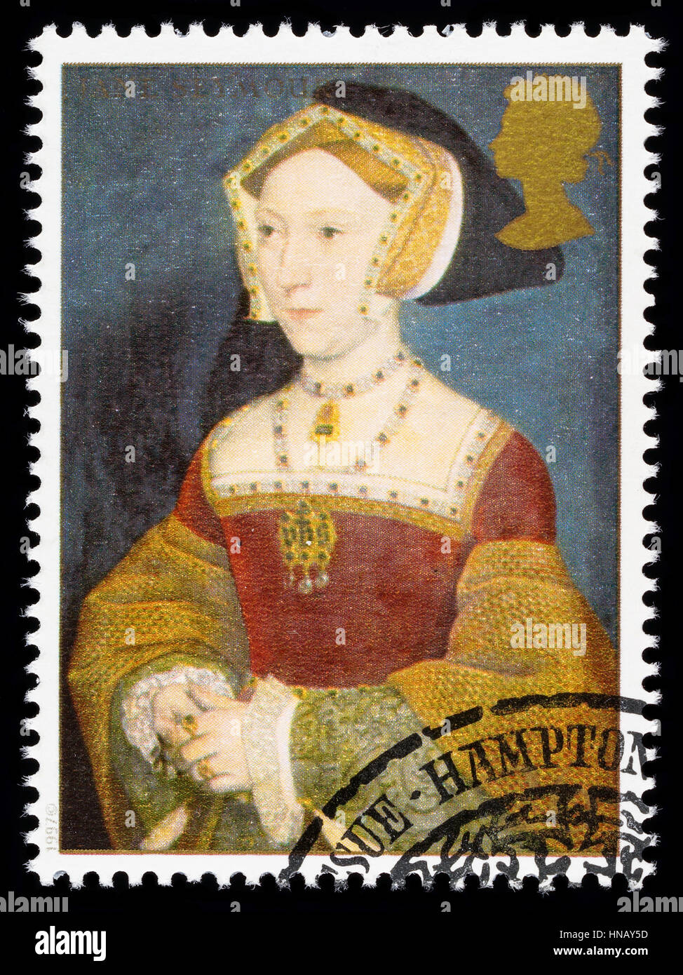 Royaume-uni - circa 1997 : timbre-poste imprimé en Grande-Bretagne commémorant le Roi Henry 8ème montrant Jane Seymour une de ses nombreuses épouses Banque D'Images