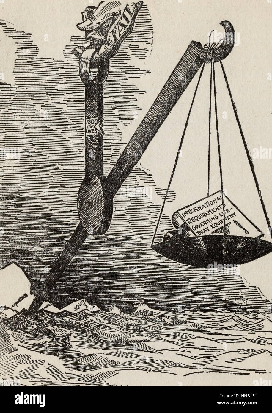La tragédie du Titanic - montrant les exigences internationales régissant l'équipement de sauvetage à venir la lumière dans l'équilibre Banque D'Images