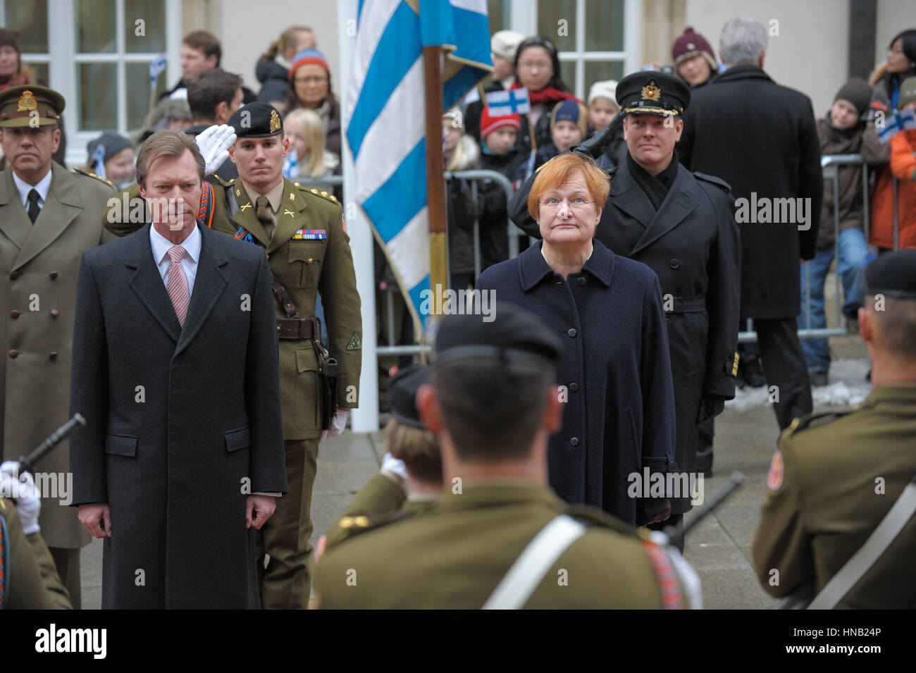 Luxembourg fichier 24.11.208. La présidente finlandaise Tarja Halonen et le Grand-Duc Henri de Luxembourg lors d'une visite officielle au Luxembourg Banque D'Images