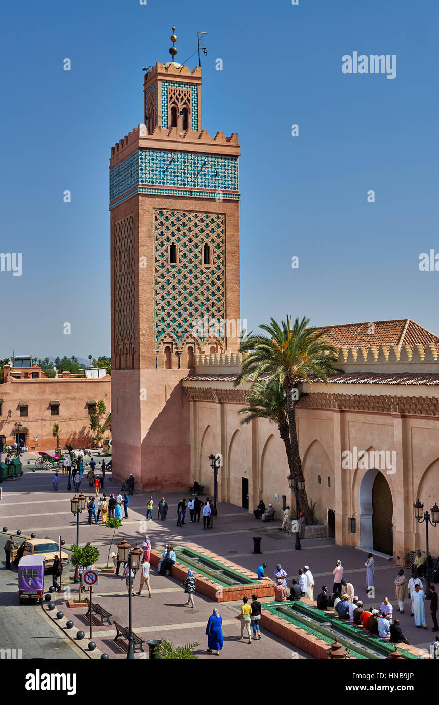 Le minaret de la mosquée Moulay El Yazid, Marrakech, Maroc, Afrique Banque D'Images