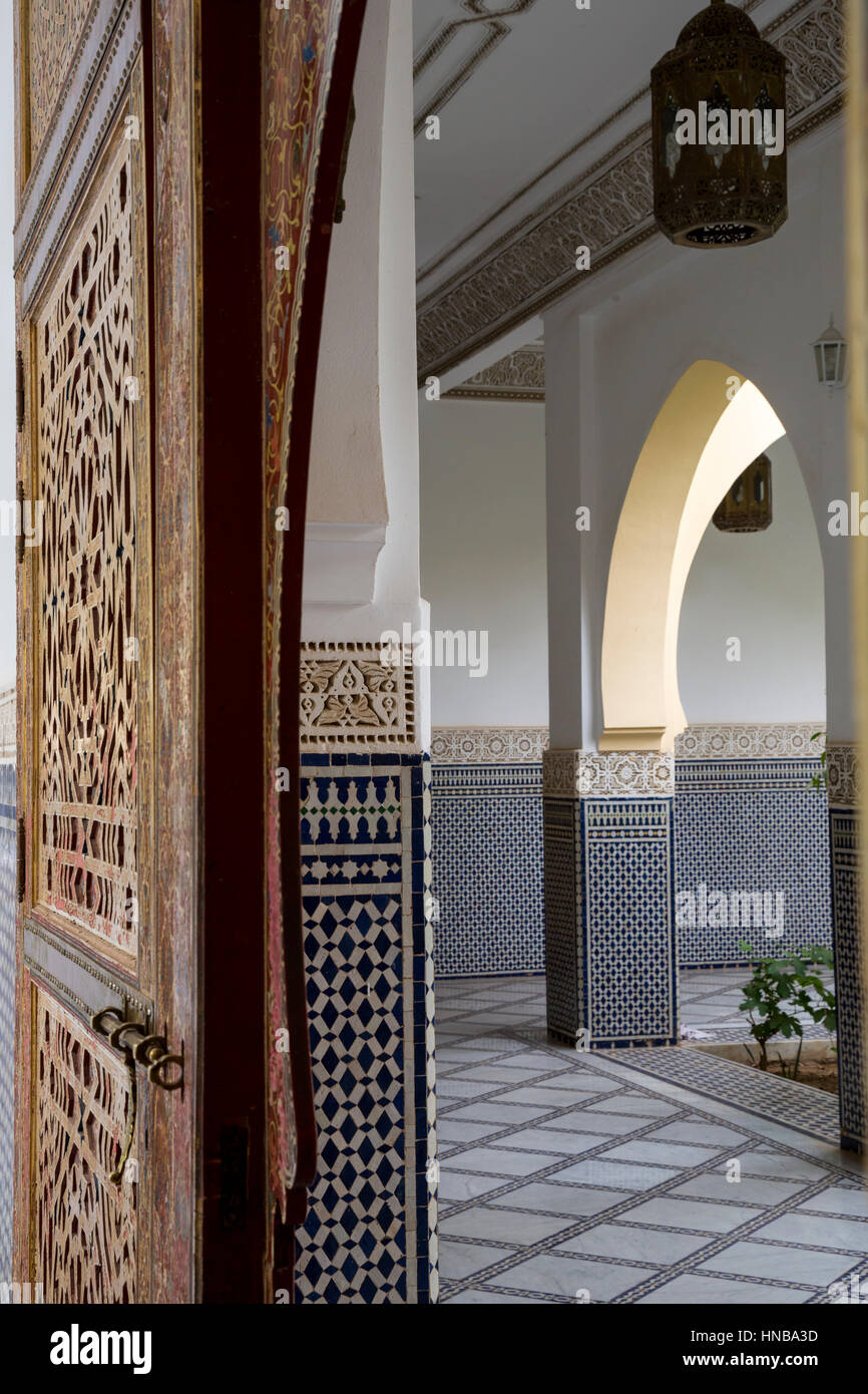 Entrée du Mausolée, Zawiya de Moulay Ali Cherif (Shereef), Rissani, le Maroc. Banque D'Images