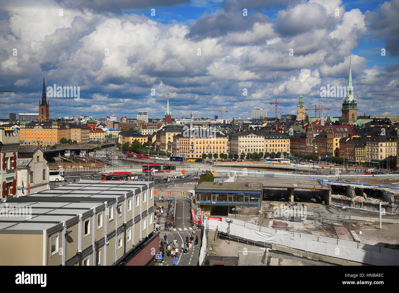 STOCKHOLM, Suède - 20 août 2016 : Vue aérienne de Stockholm du grand belvédère Katarinahissen Katarina (ascenseur) et les constructions en cours Banque D'Images