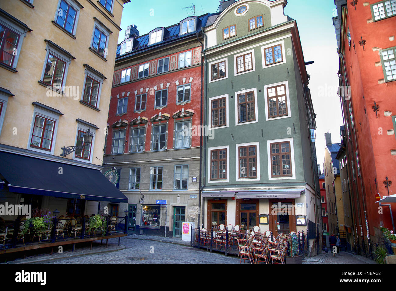 STOCKHOLM, Suède - le 19 août 2016 : cafés et restaurants de la place Stortorget(Gamla Stan).Stortorget est l'une des plus importantes places dans le Banque D'Images