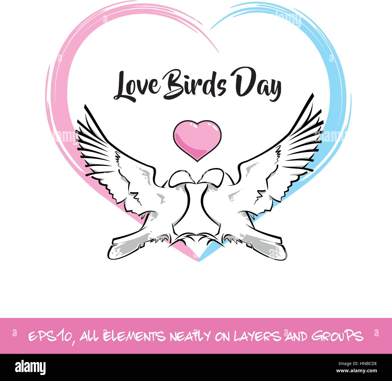 Les Oiseaux D Amour Rose Et Bleu Jour Coeur Vector Illustration De Deux Pigeons Amoureux Faconner Un Coeur Un Coeur Bleu Et Rose Tous Les Elements Du Bien Soigneusement Sur De Image Vectorielle Stock