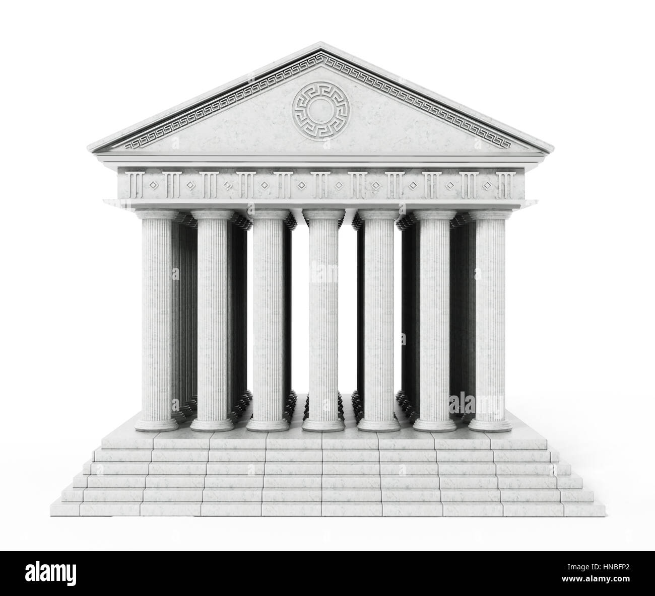 Vieux temple grec isolé sur fond blanc. 3D illustration. Banque D'Images