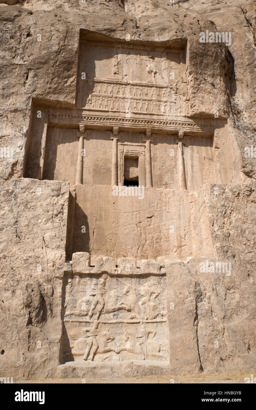 Tombeau de Darius I, de Naqsh-e rustam nécropole, fars, Iran Banque D'Images