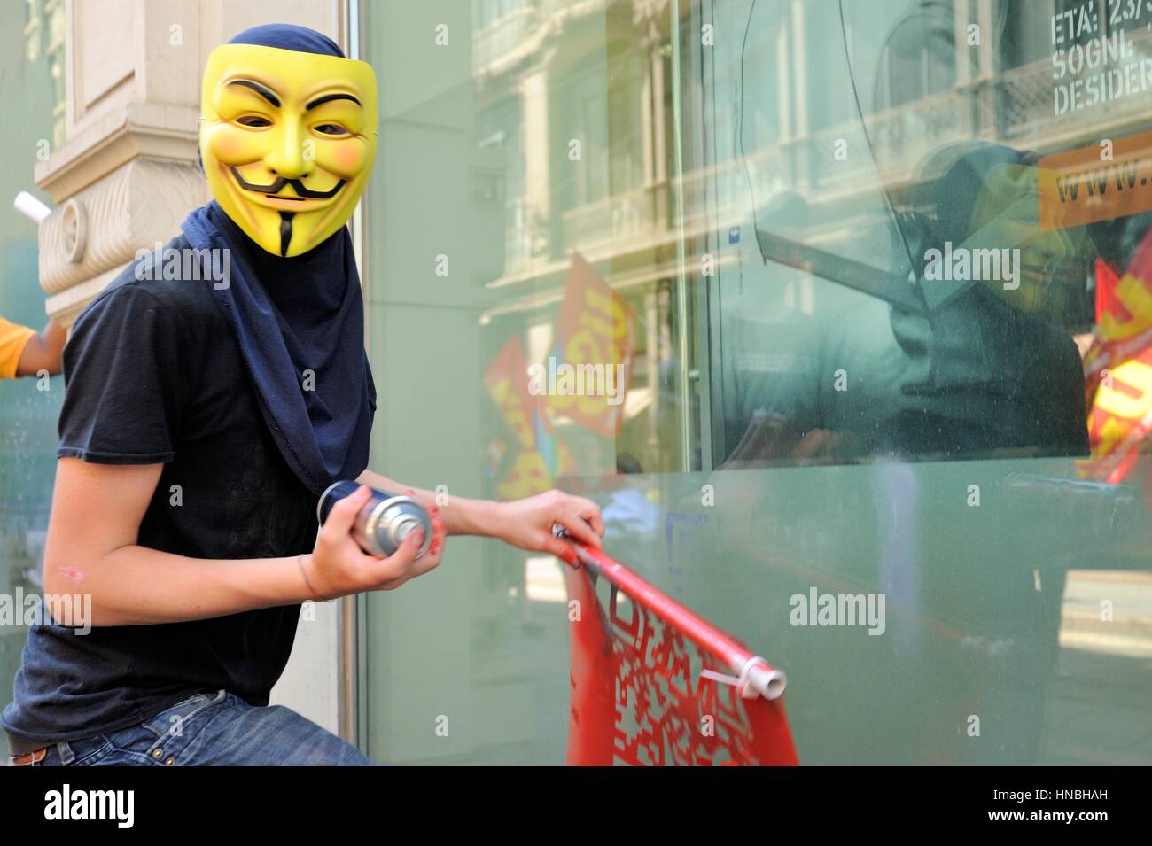 Manifestant anonyme contre l'austérité en démonstration Banque D'Images