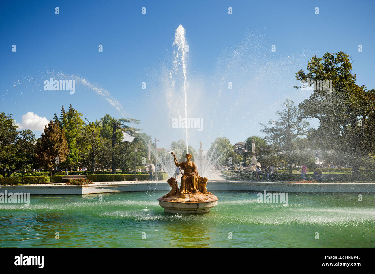 Fontaine et jardins d'Aranjuez Palais Royal de Madrid, Espagne. Banque D'Images