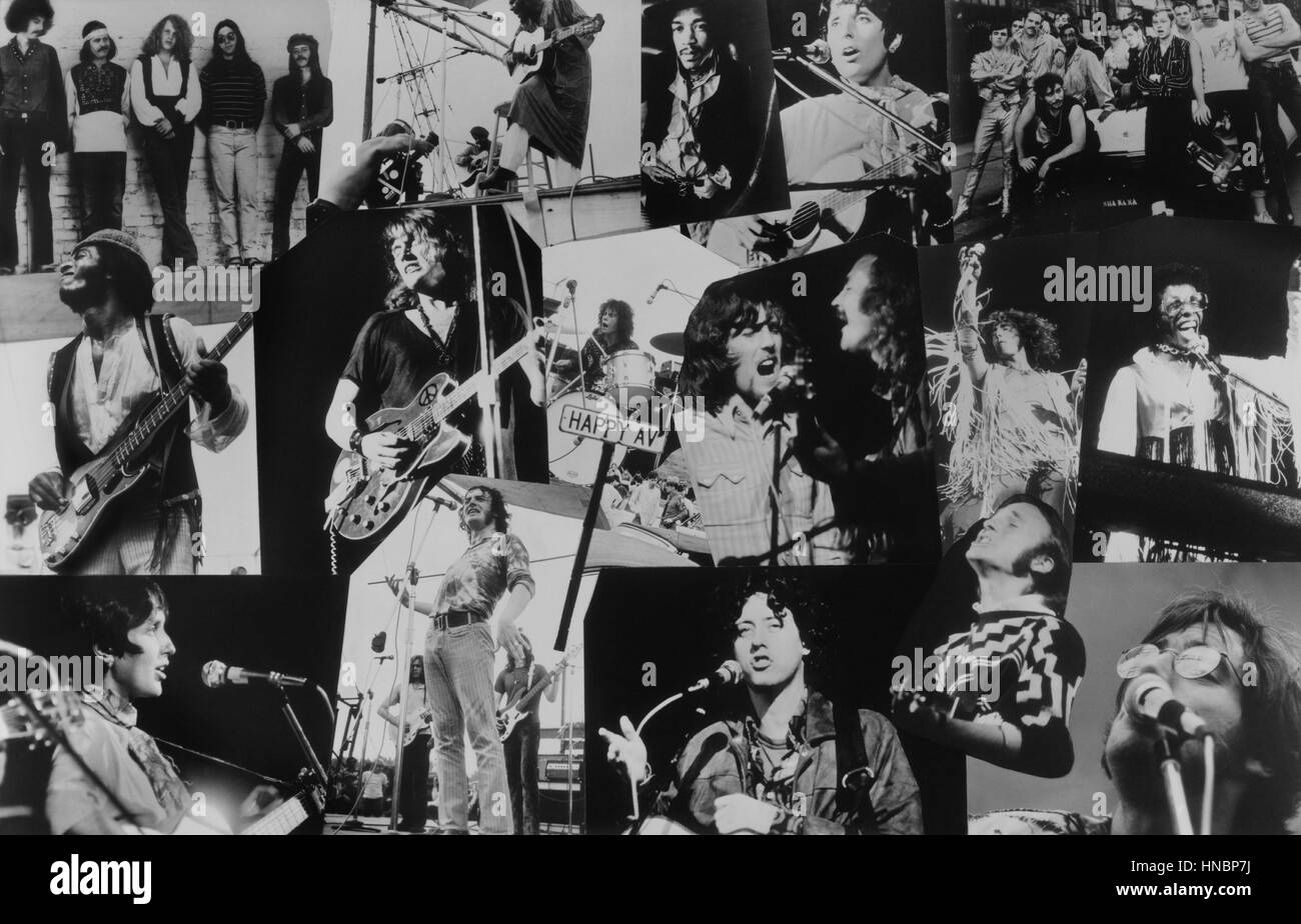 JIMI HENDRIX JOAN BAEZ SANTANA & JOE COCKER 15 Août 1969 Banque D'Images