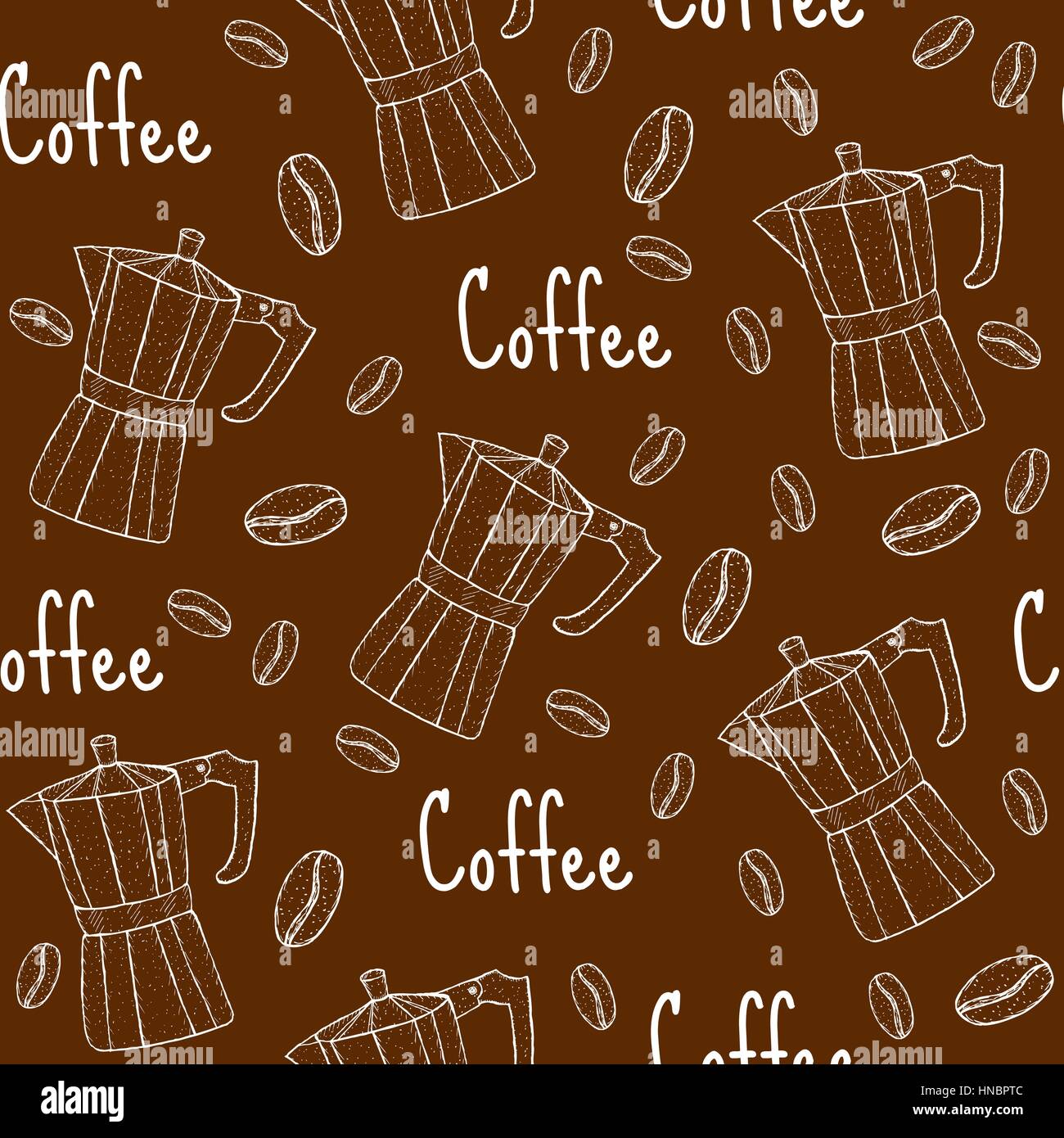 Modèle intégré de café avec une cafetière. L'arrière-plan, la texture, Cafe papier. Vector illustration. Illustration de Vecteur