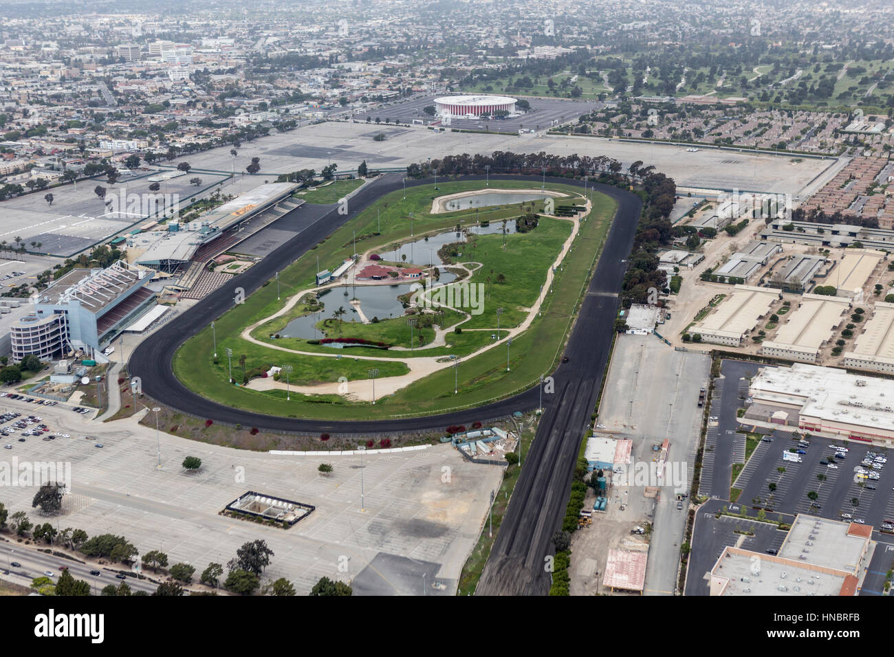 Inglewood, Californie, Etats-Unis - le 22 mars 2014 : antenne de l'historique Hollywood Park race track qui vient de fermer pour faire place à l'utilisation mixte de 3000 accueil Banque D'Images