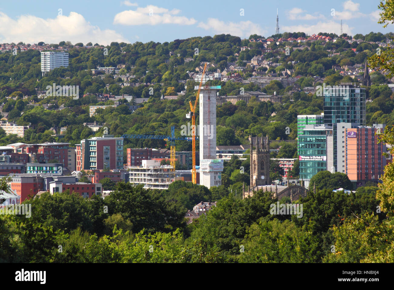 Les forêts urbaines ponctuent le paysage de Sheffield, South Yorkshire, Angleterre, Royaume-Uni - été 2016 Banque D'Images