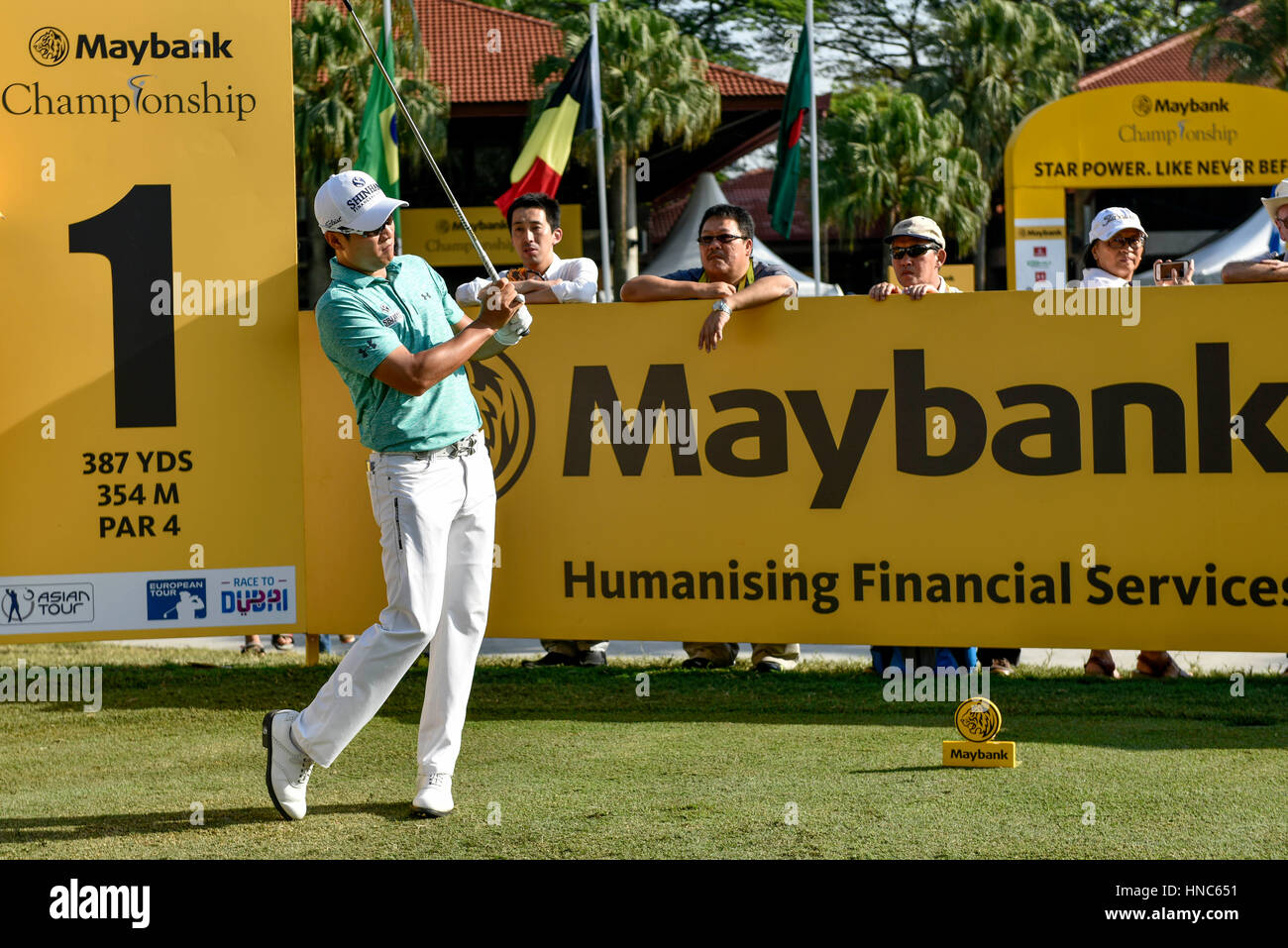 Kuala Lumpur, Malaisie. 11 février 2017. K.T. KIM (Corée du Sud) joue un coup au cours de la troisième journée du Championnat du Portugal : Madère Malaisie au Saujana Golf Club le 11 février 2017 à Kuala Lumpur, Malaisie. Crédit : Chris JUNG/Alamy Live News Banque D'Images