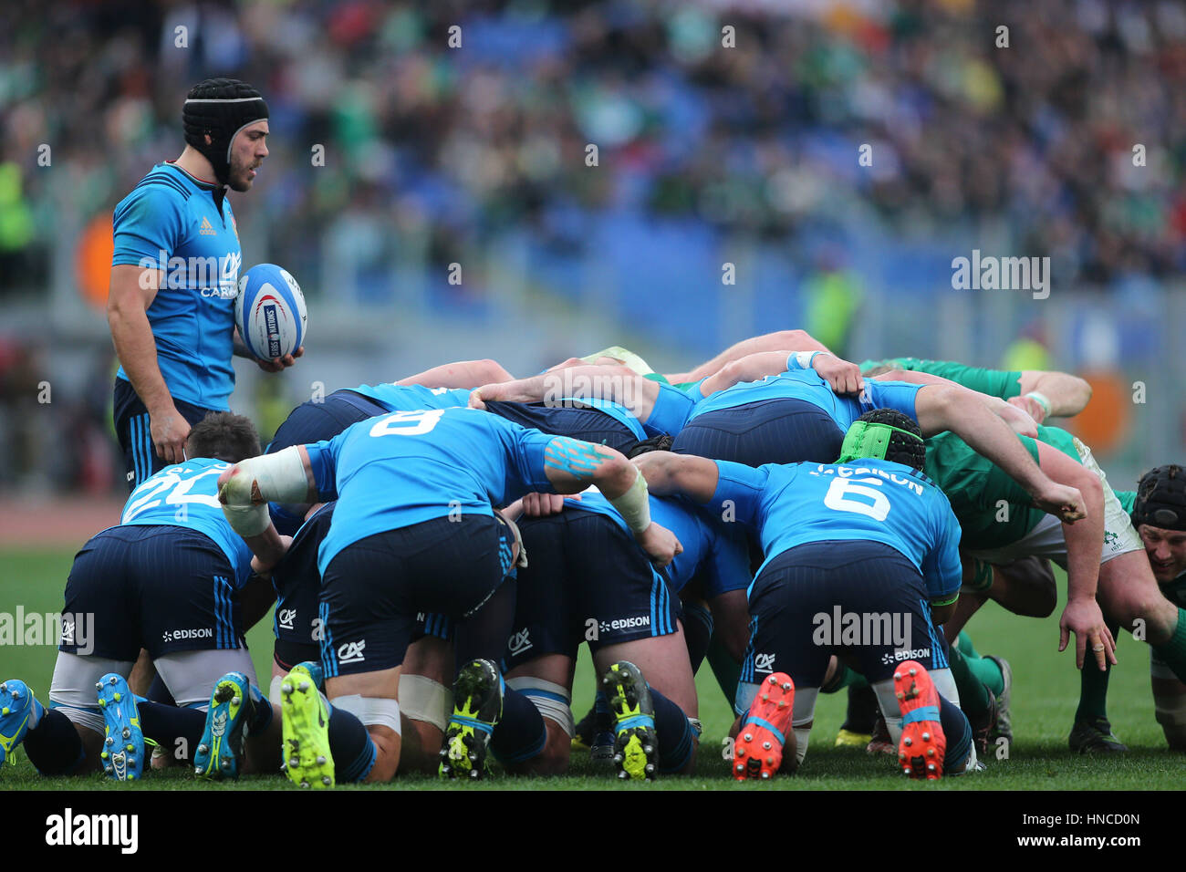 ROME, ITALIE - 11 février : Edoardo Gori en action pendant le match du Tournoi RBS des Six Nations entre l'Irlande et l'Italie au Stadio Olimpico le 11 février 2017 à Rome, Italie. Crédit : marco iacobucci/Alamy Live News Banque D'Images